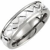 Titanium & Sterling Silver Inlay 7mm Woven Band